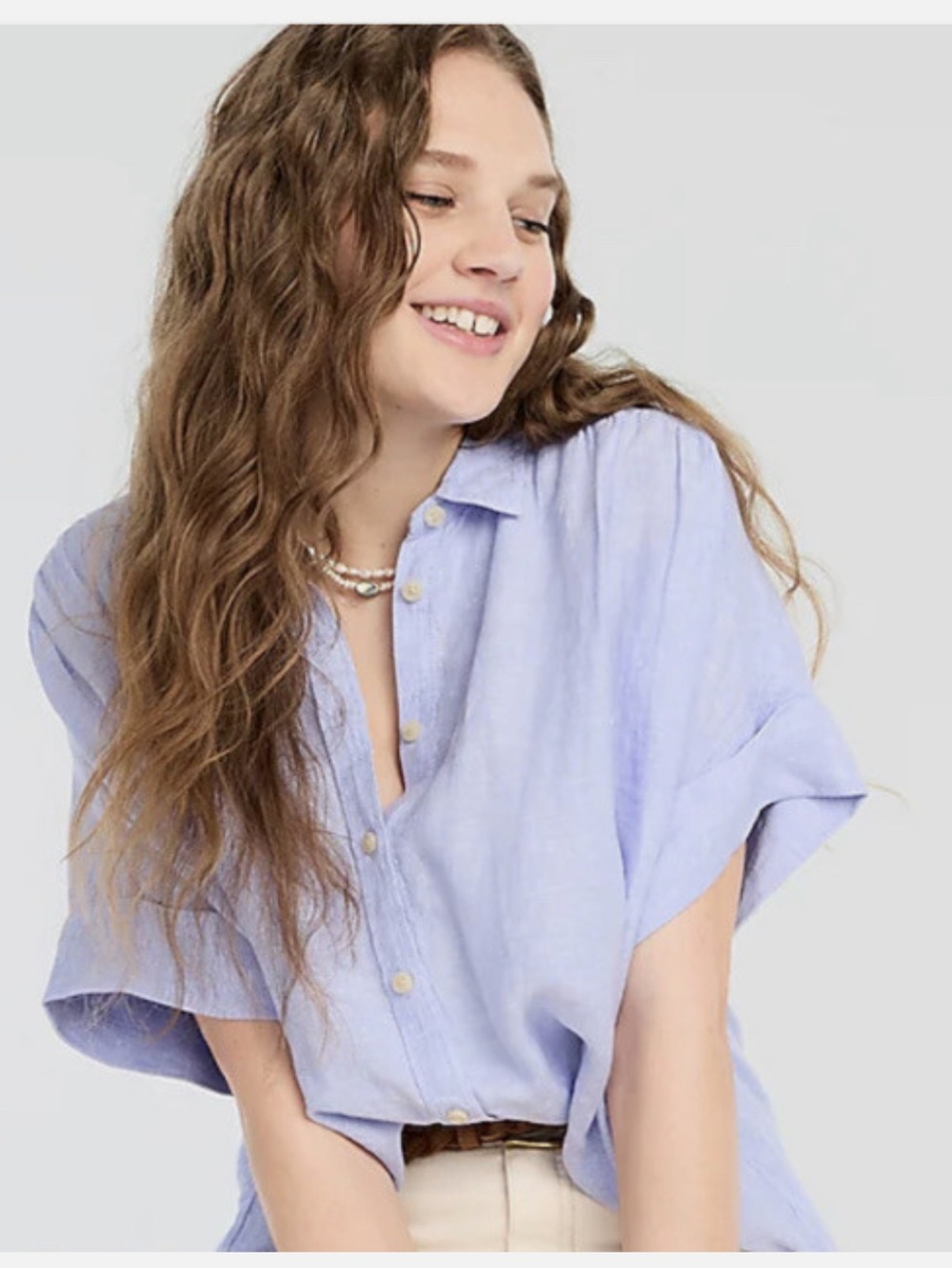 J. Crew blue Button-Down Linen Shirt